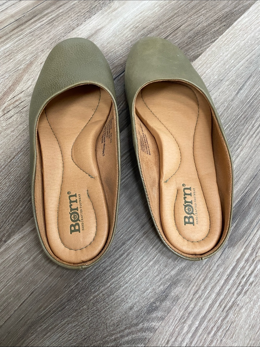 Born Olive Green Leather Slip-On Mules - Picture 6 of 7